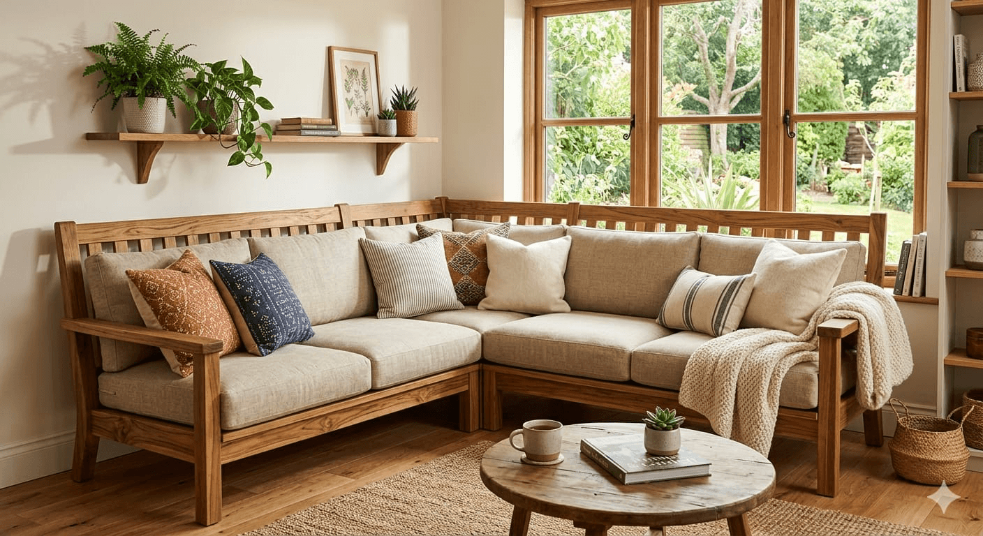 Wooden Corner Sofa