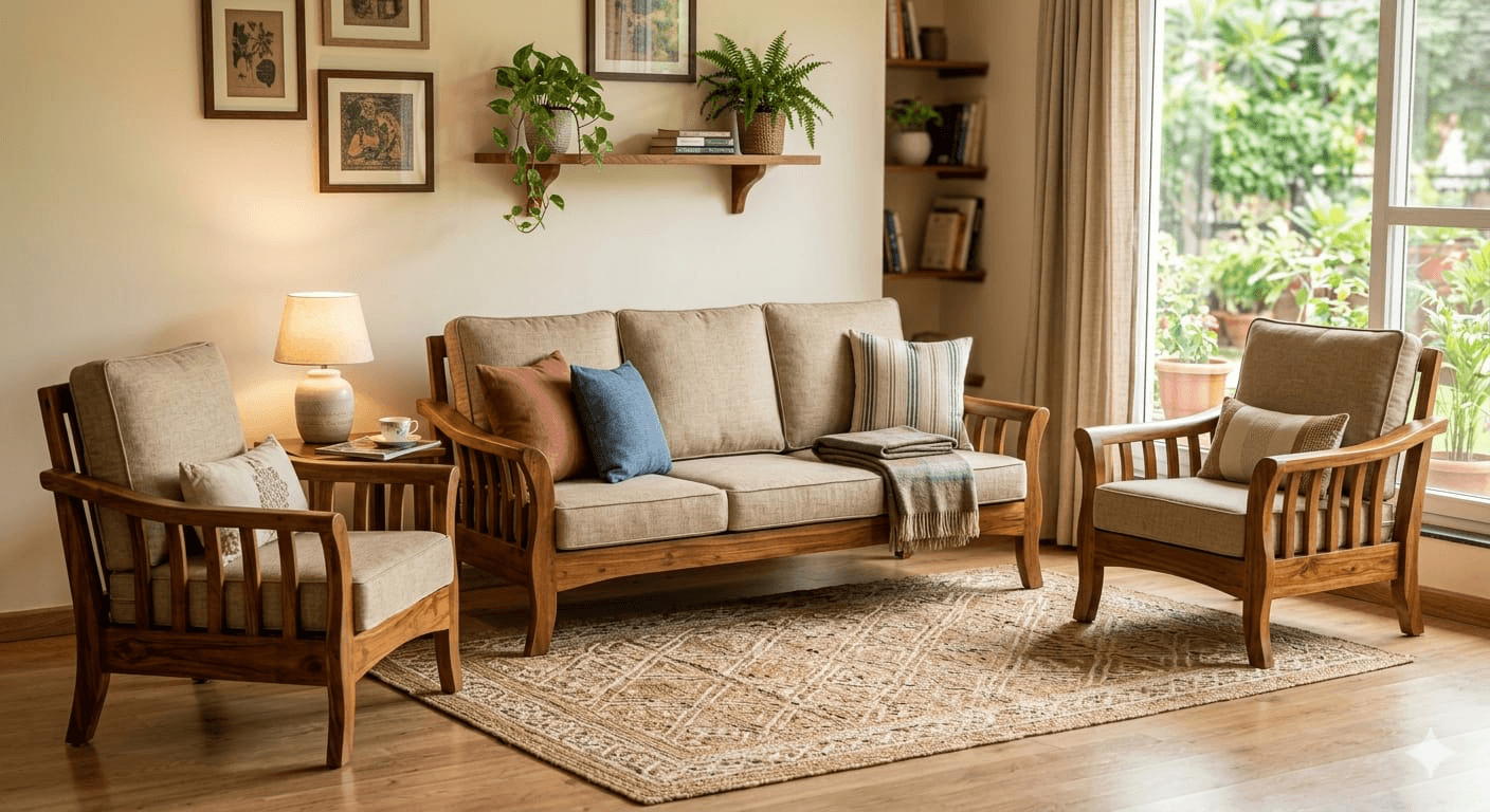 Wooden Sofa 3-1-1